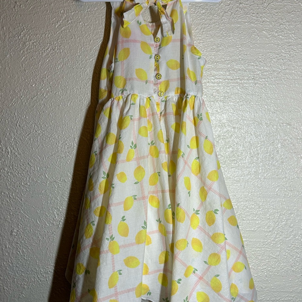 Isaac Mizrahi Lemon Pattern Kids Dress - White and Yellow - Picture 4 of 4